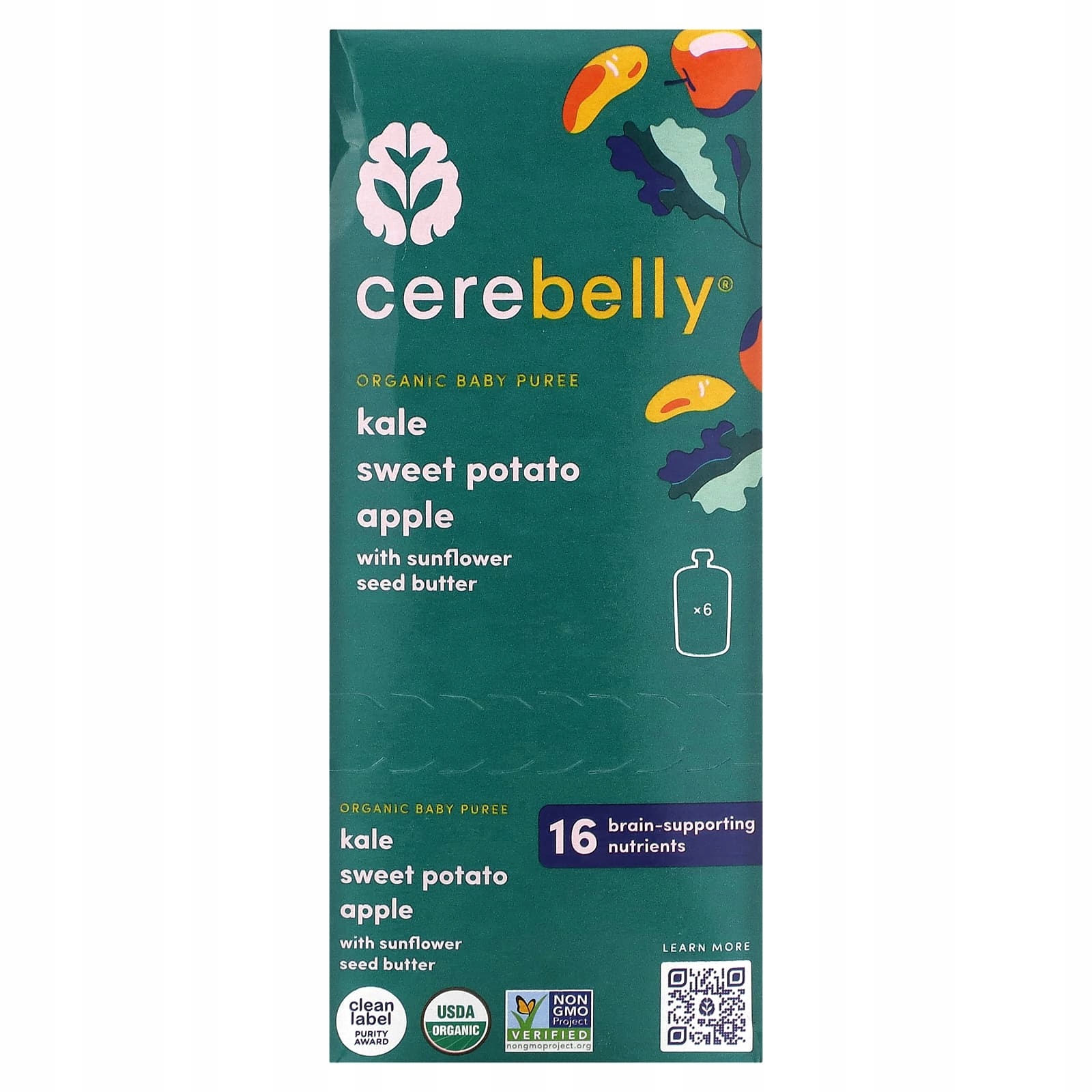 Levně Cerebelly, ekologické pyré pro miminka, kadeřávek, batát, máslové jablko