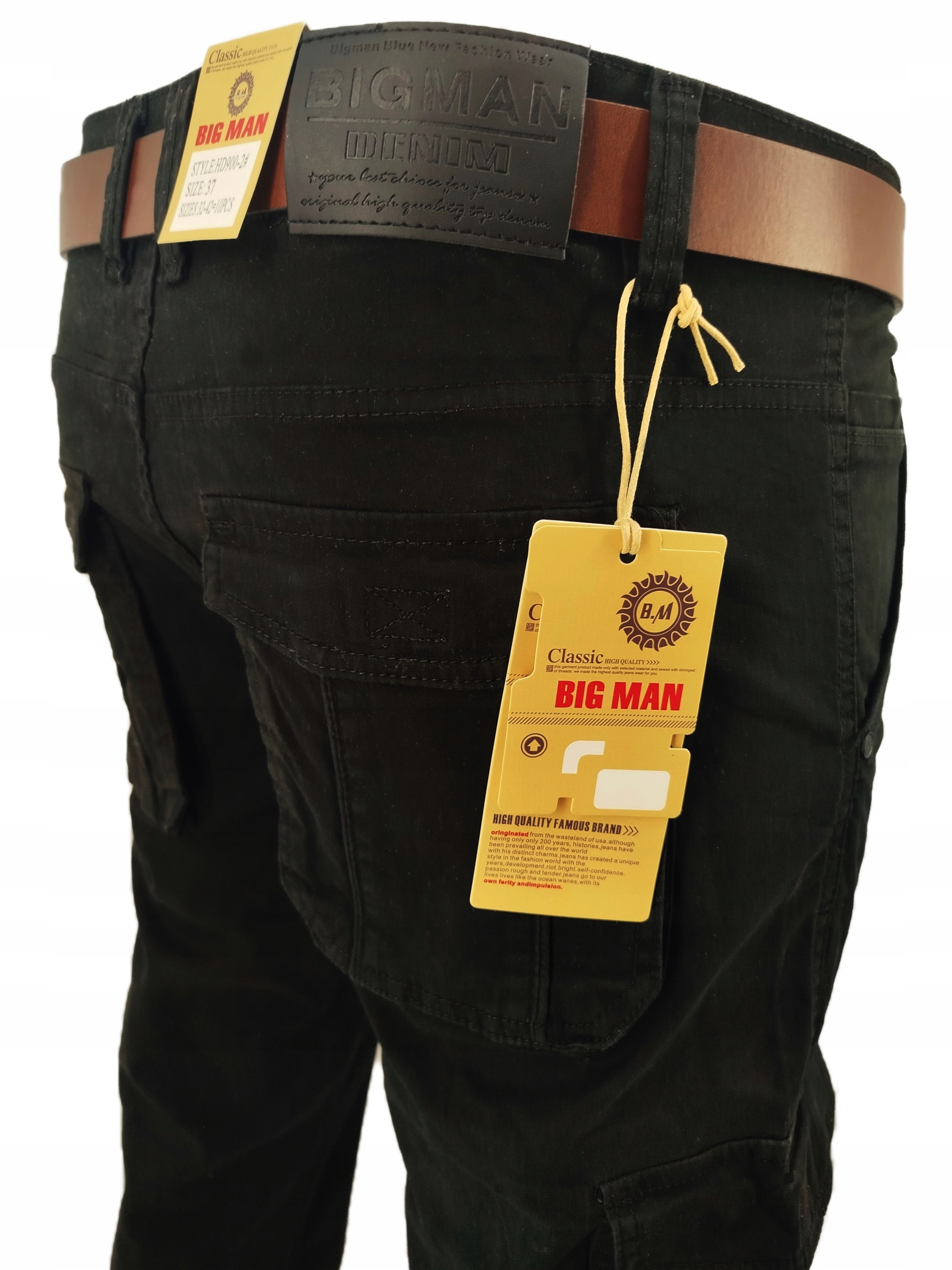 Pánské Pracovní Kalhoty Kapsáče Černé W46 Pas 112-114 CM