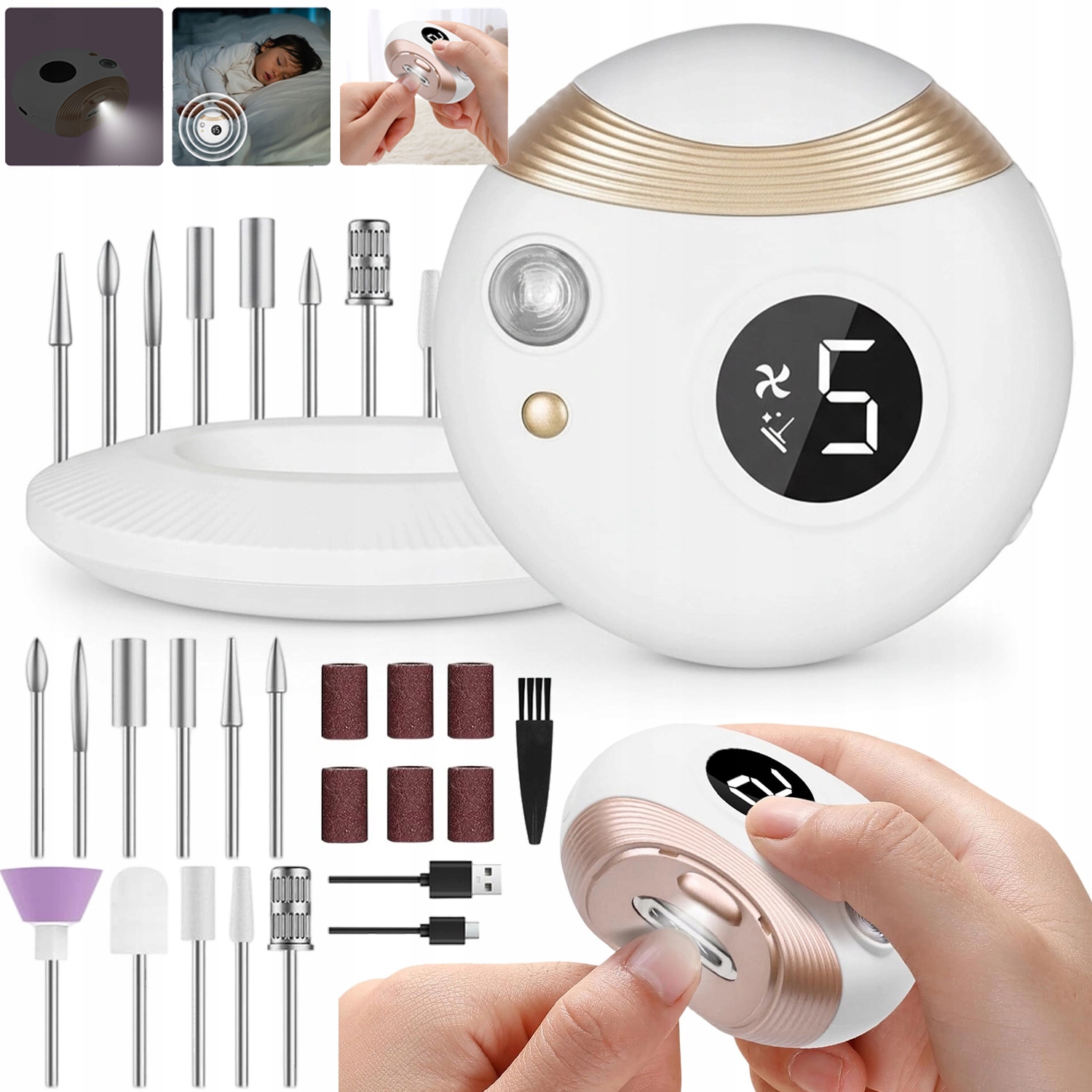 Elektrický Kleštičky Na Nehty 3V1, Tiché, Multifunkční, Vysoce Kvalitní