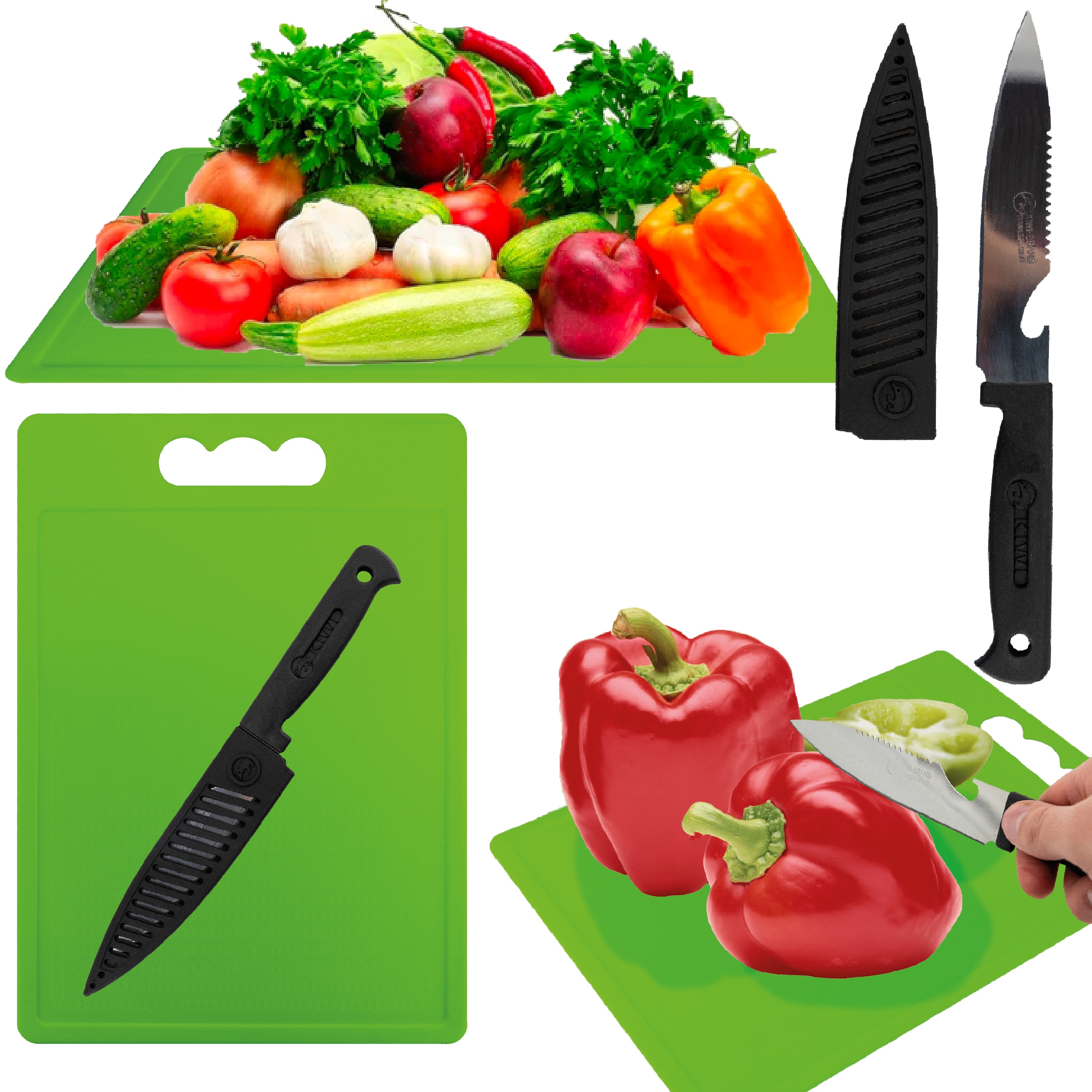 DESKA DO KROJENIA Z NOŻEM ZESTAW KUCHENNY PLASTIK