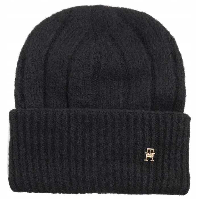 Dámská zimní Čepice Tommy Hilfiger Timeless Beanie AW0AW16630 Černá