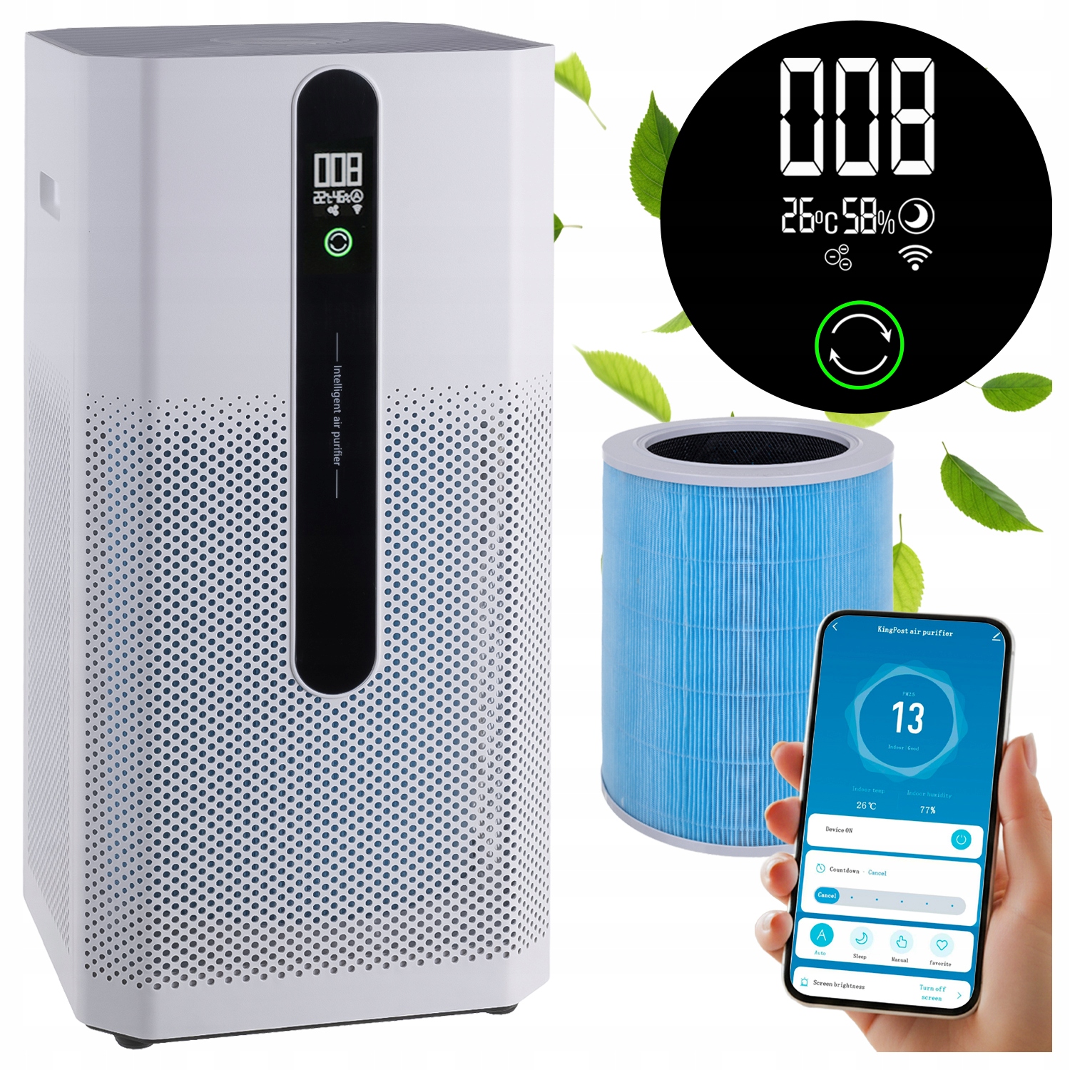 Čistička Vzduchu Ruhhy Ioniqs WiFi Hepa Tichá Chytrá Ionizace 80 m2