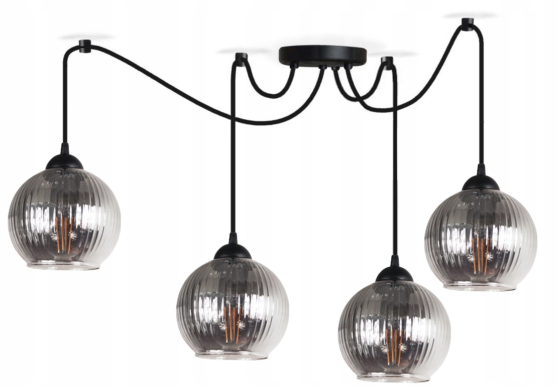 Lustr závěsná lampa Pavouk Klosz rýhovaná stropní lampa do obývacího pokoje loft