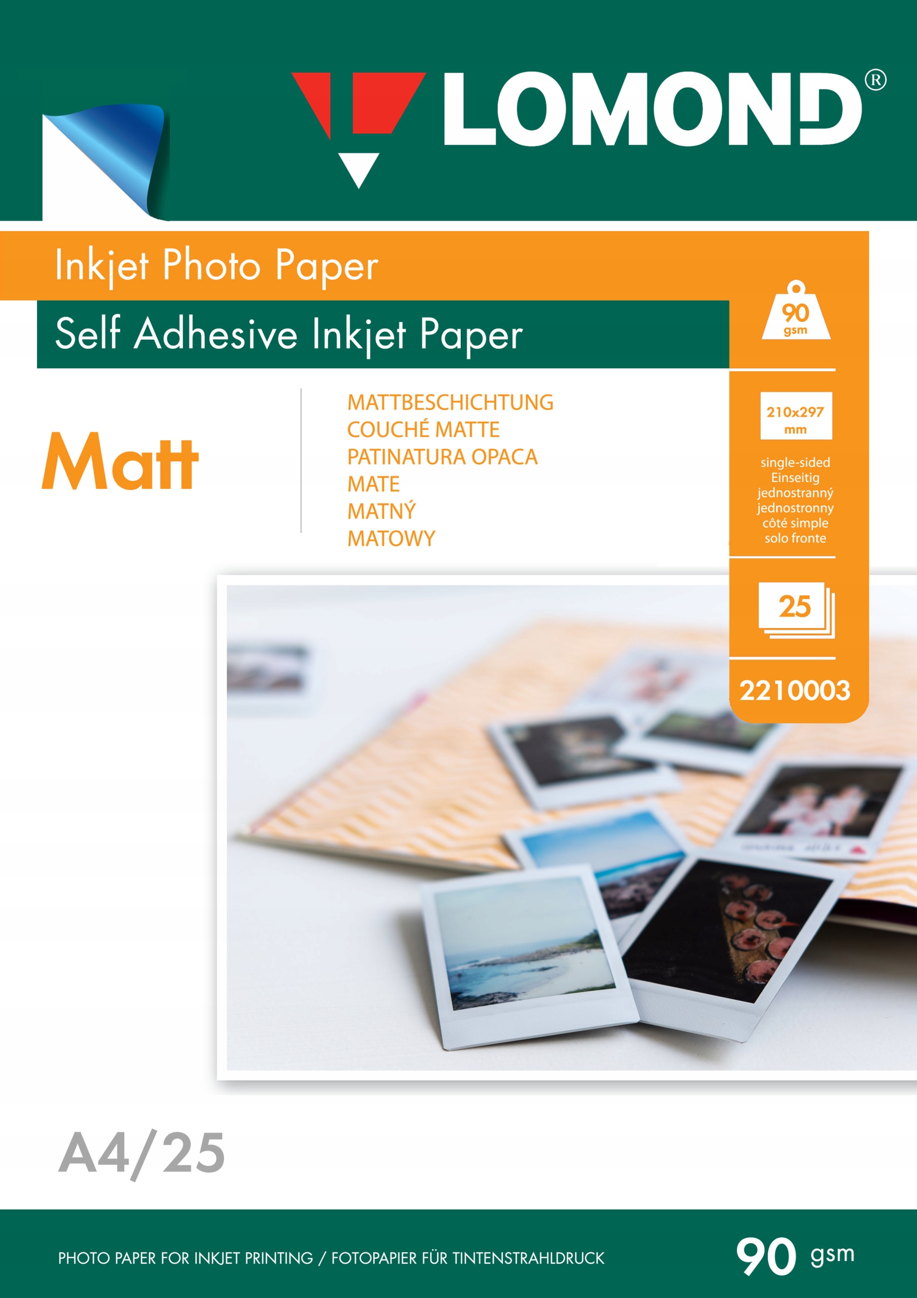 PAPIER DO ZDJĘĆ FOTO SAMOPRZYLEPNY A4 MATOWY 25szt DRUK ATRAMENTOWY