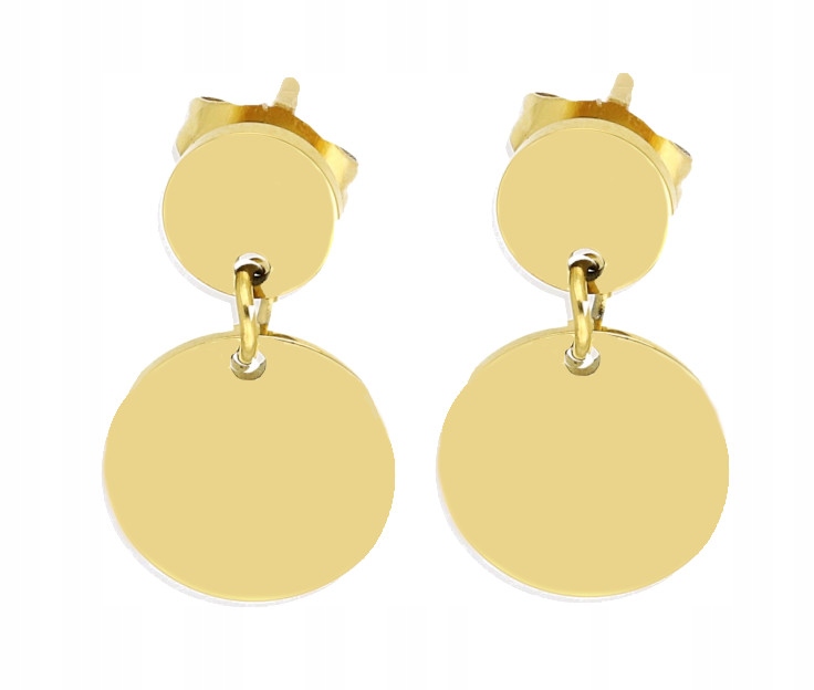 KOLCZYKI ZŁOTE STAL CHIRURGICZNA BLASZKI DOUBLE 316 L Marka Ttm Xuping