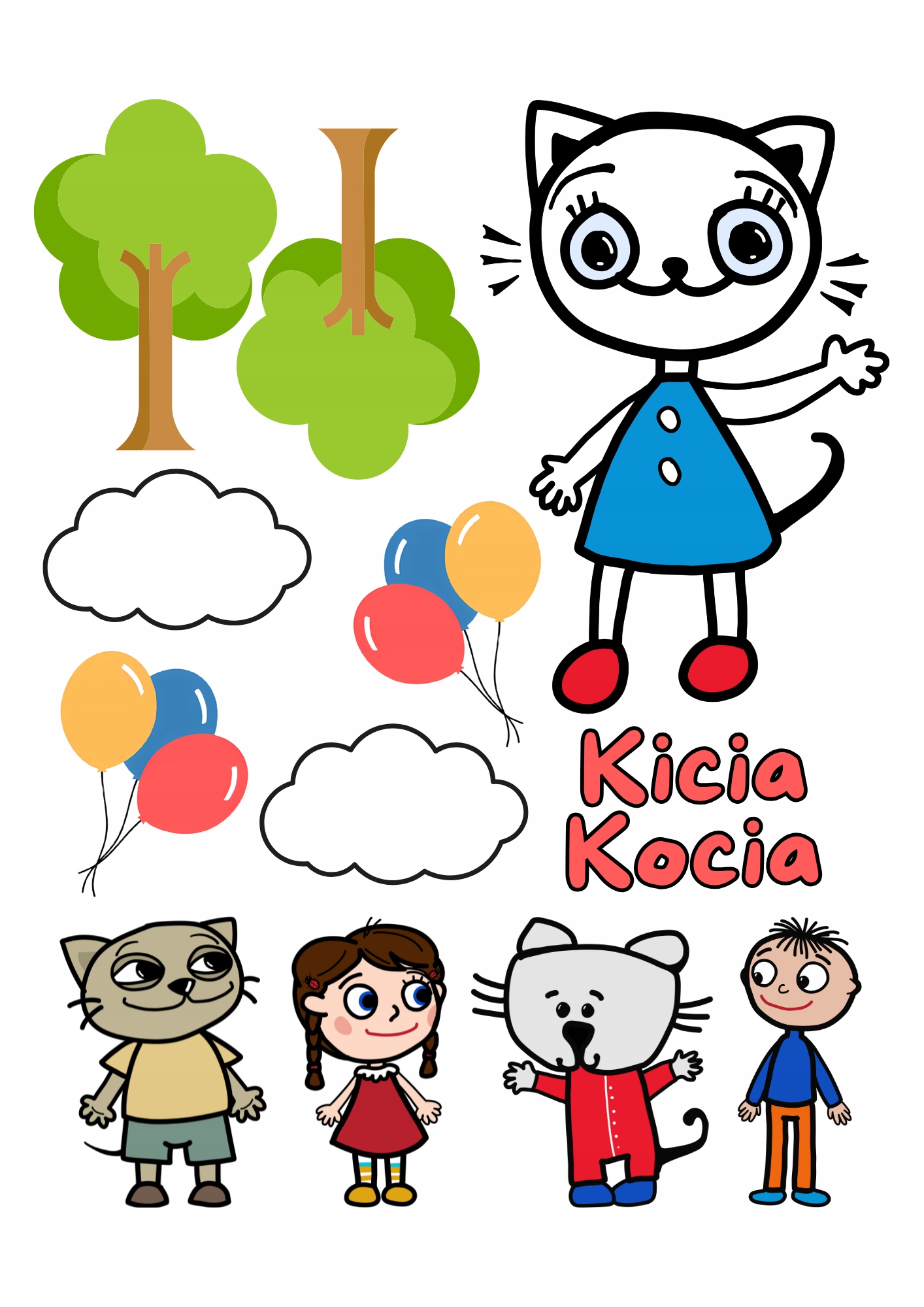 Wydruk na masie cukrowej Kicia Kocia kotki