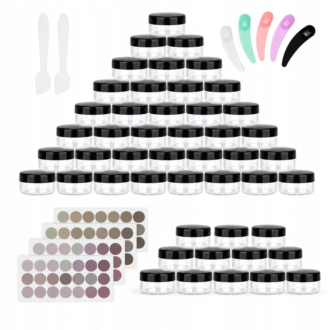 Set Plastové nádobky na kosmetiku Sklenice 10ml 48ks Černé
