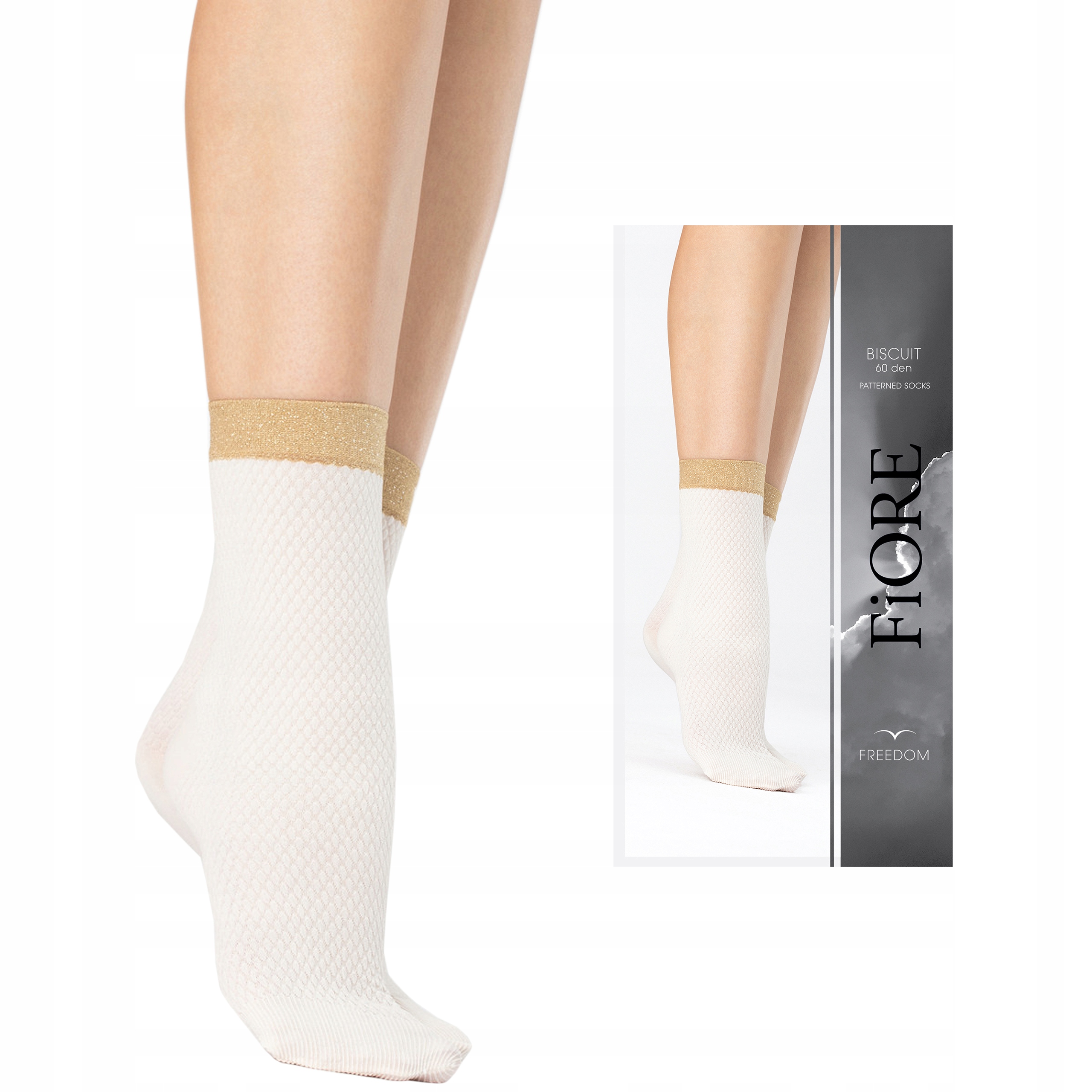 

Fiore skarpetki Biscuit 60den wzorzyste ecru/beige