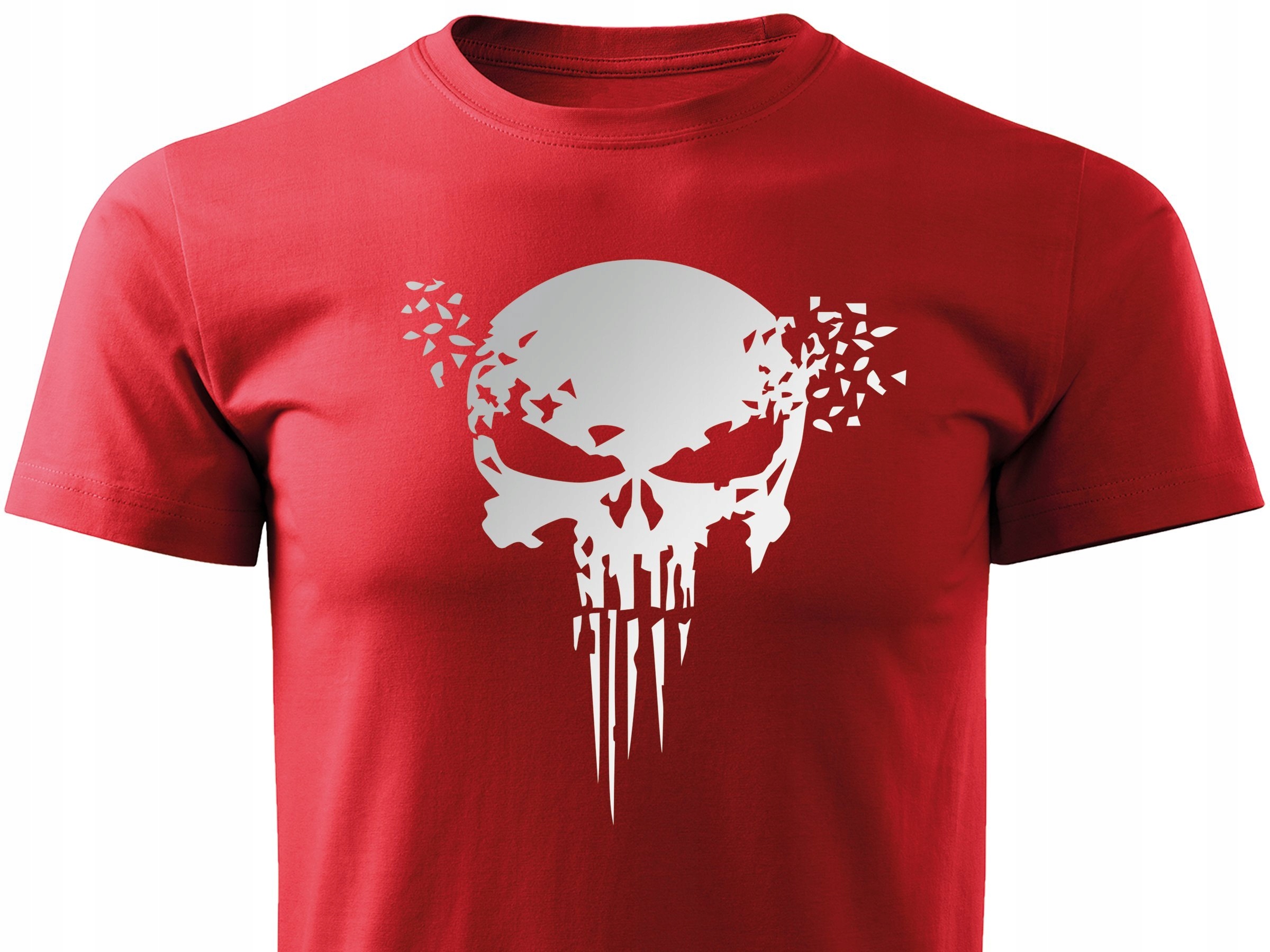 

T-shirt bawełniany nadruk srebrny odblask Punisher