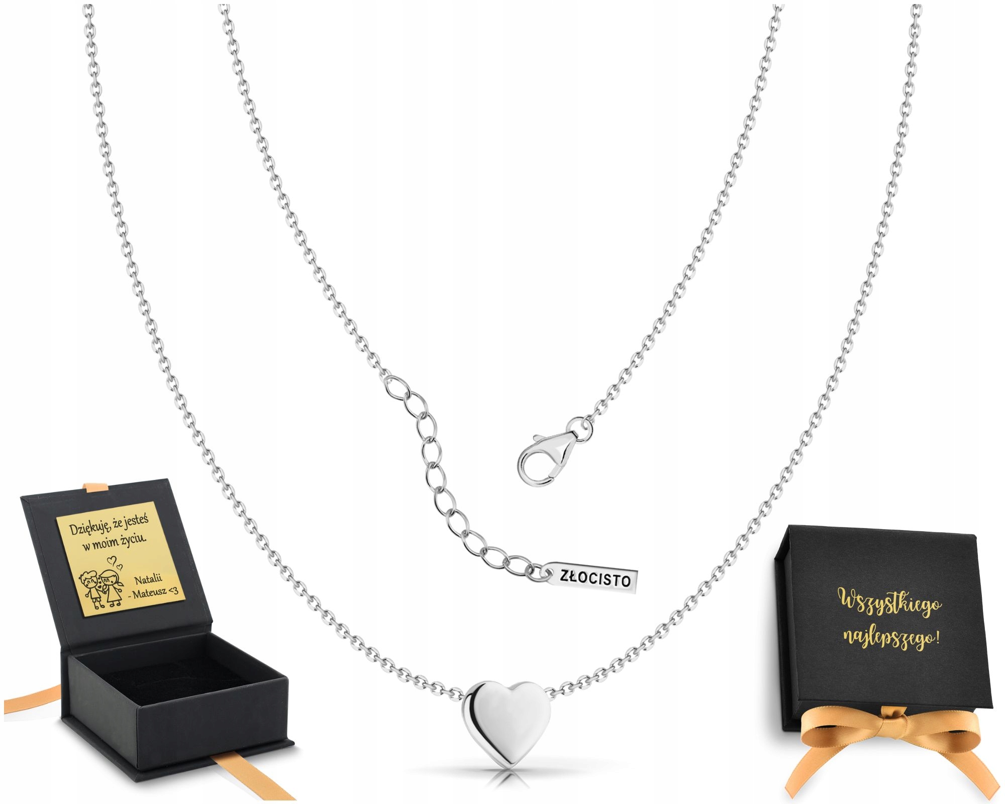 Stříbrný náhrdelník s diamantovým srdcem 925 krabička s gravírováním bonus