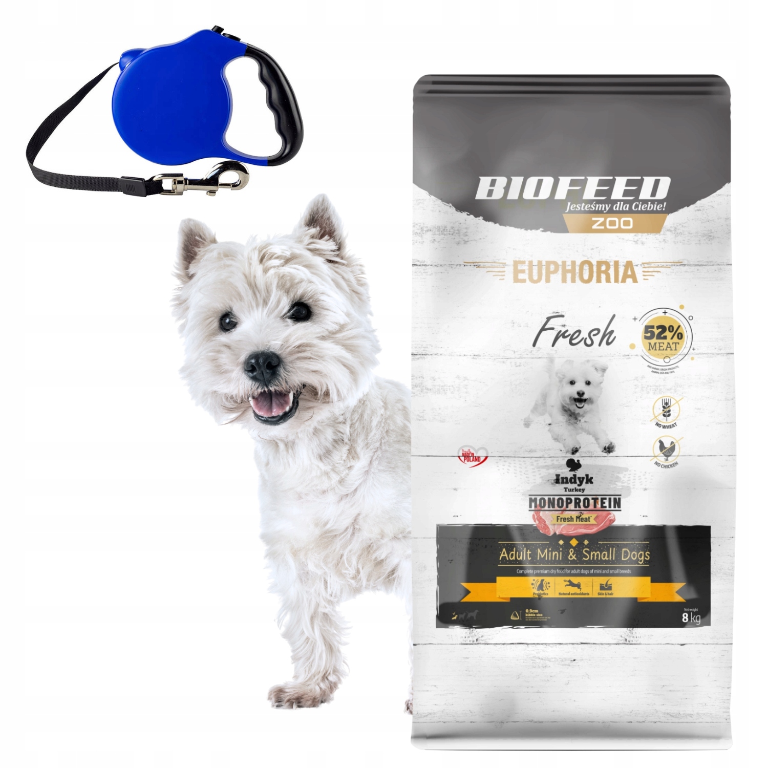 Levně Euphoria Krmivo pro psy mini Xs/s monoproteinové bezobilné Krůta 8 kg Vodítko