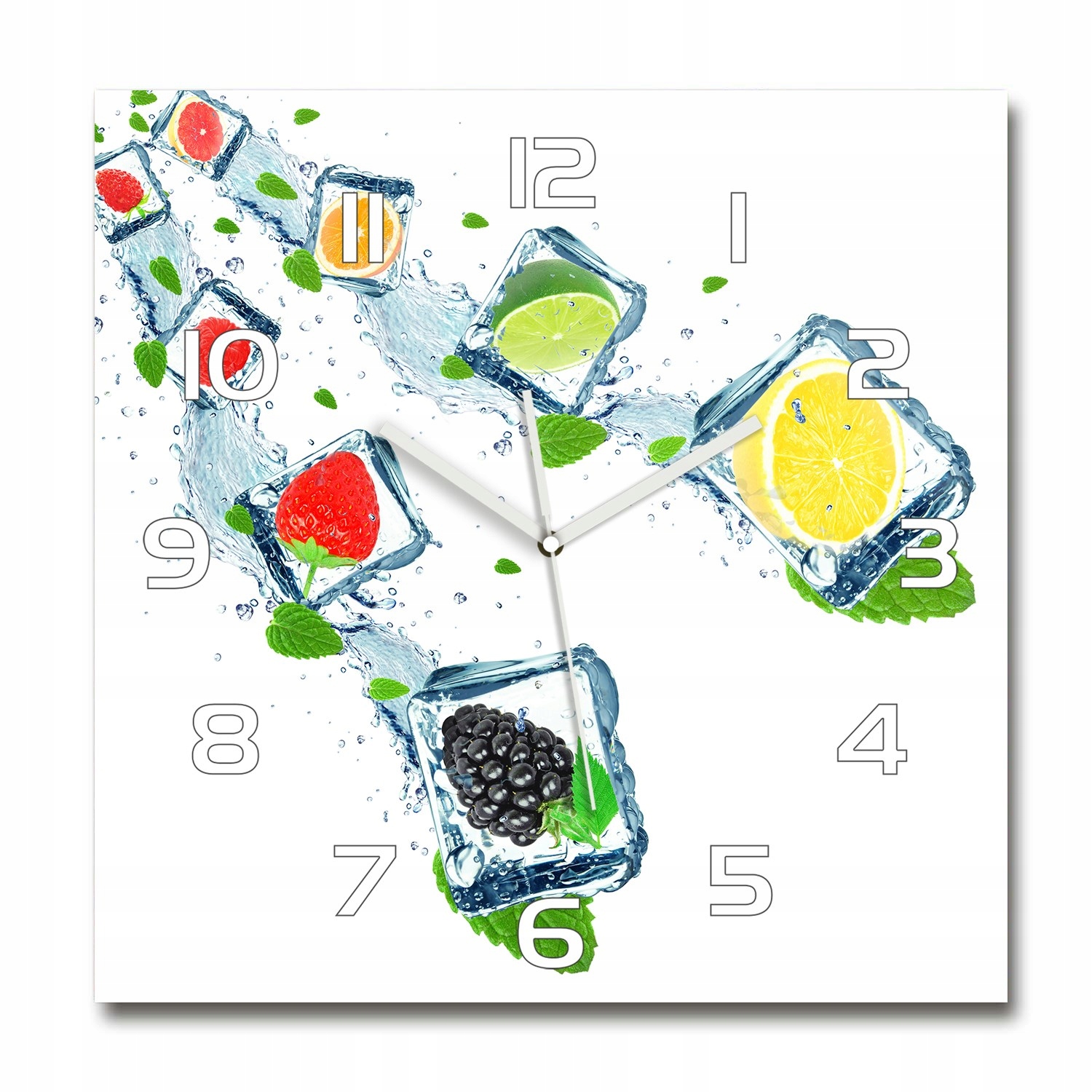 

Duży szklany zegar ścienny Owoce w kostkach 60x60