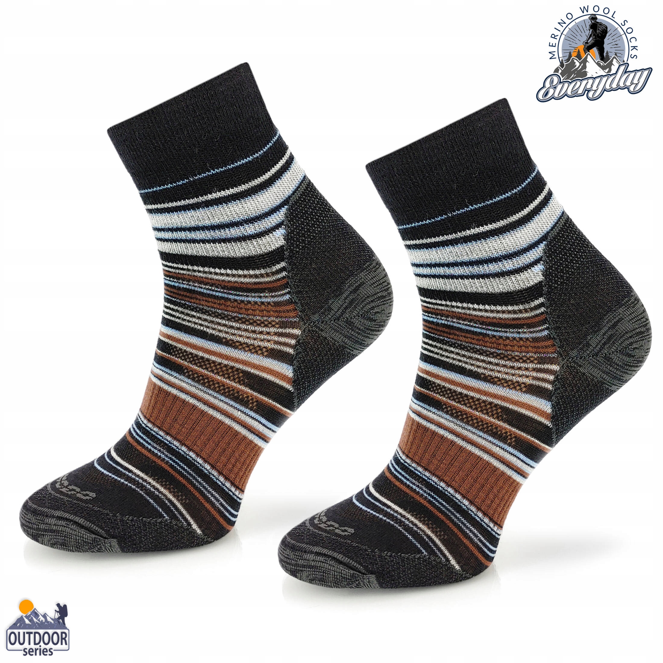 Pudełko 2 par termoaktywnych skarpet trekkingowych 65% merynosa na prezent Kolor czarny