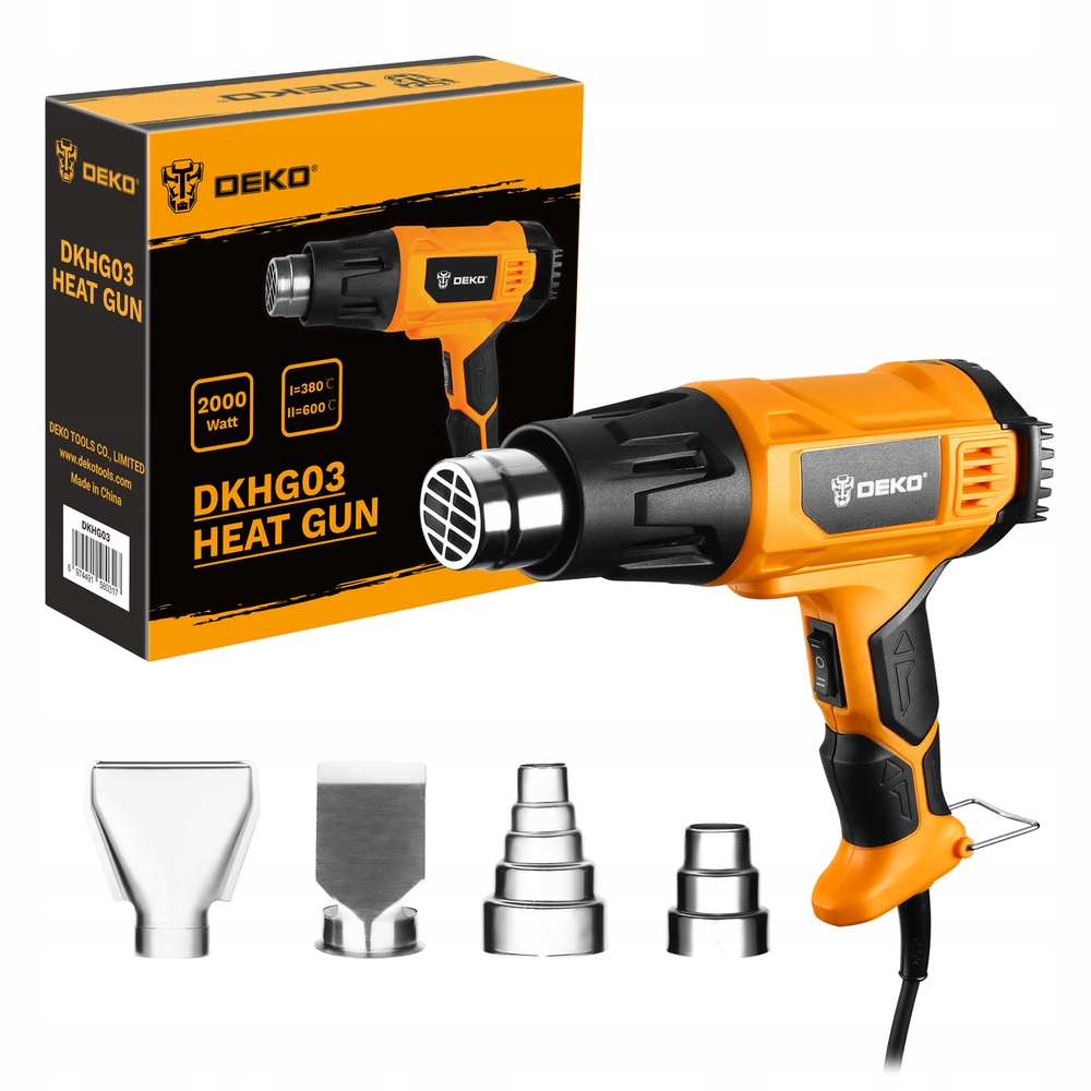 OPALARKA ELEKTRYCZNA 2000W DWA BIEGI WYMIENNE DYSZE DO DREWNA FARB DEKO EAN (GTIN) 6974491580317