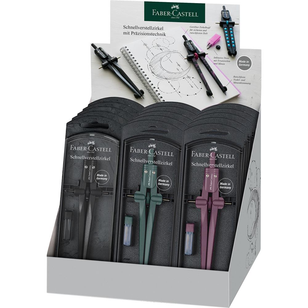 Cyrkiel FABER-CASTELL 174530 Stream 2023 BLACK Elementy zestawu cyrkiel