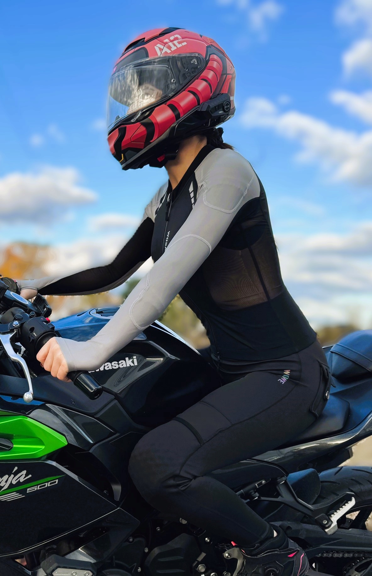 Ženský set: motocyklové nohavice s chráničmi letné mestské S