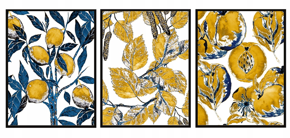 OBRAZ PLAKAT W RAMIE 53x73cm Tryptyk Owoce P1889