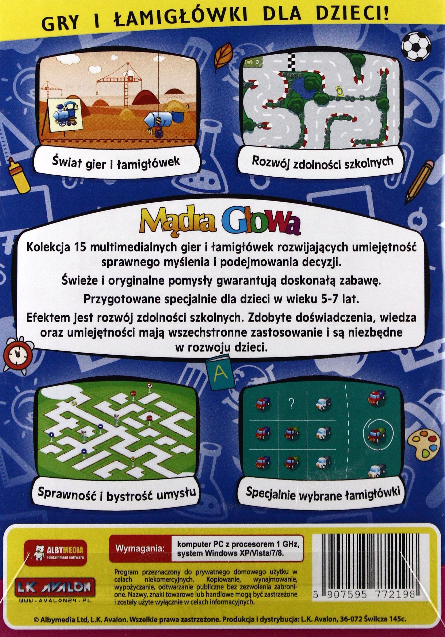 MĄDRA GŁOWA (5-7 LAT) IDĘ DO SZKOŁY [GRA PC] Stan opakowania oryginalne