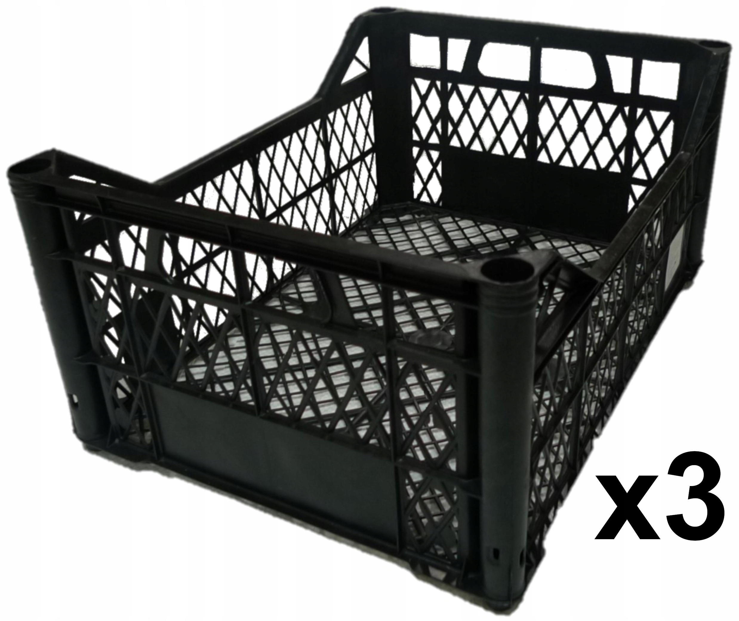 3 szt. Skrzynki plastikowe pojemnik 400x300x190