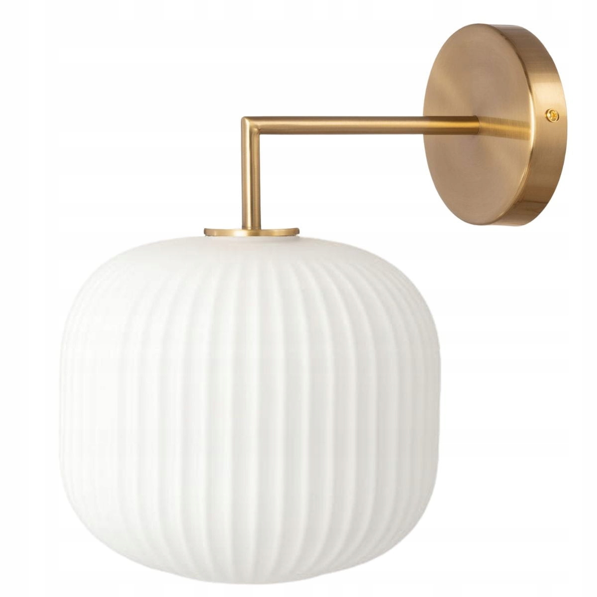 Szklany kinkiet mleczny ryflowany Torino złoty 1xE27