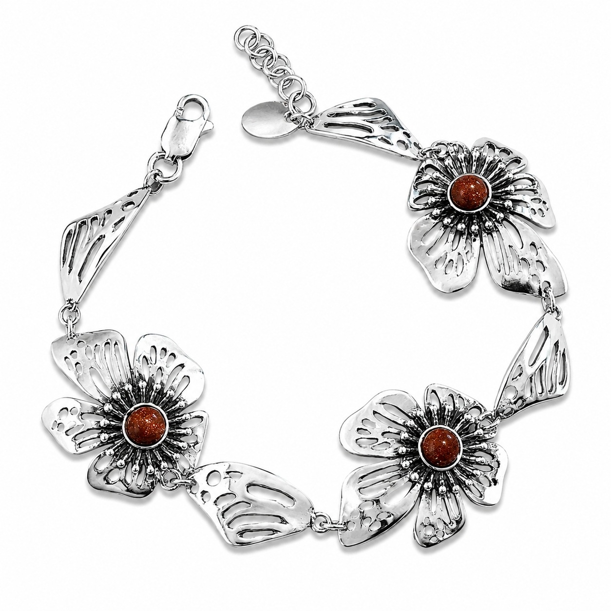 Dámský stříbrný náramek elegantní květy stříbro 925 B680 písek pouště