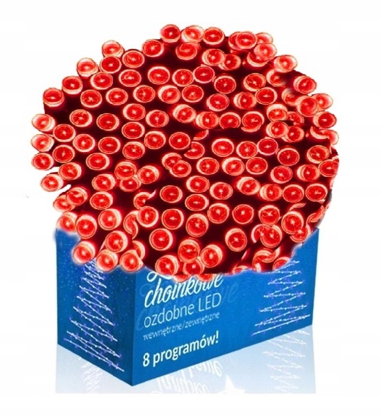 LAMPKI CHOINKOWE LED ZEWNĘTRZNE CZEROWNE 300 LED Stan opakowania oryginalne