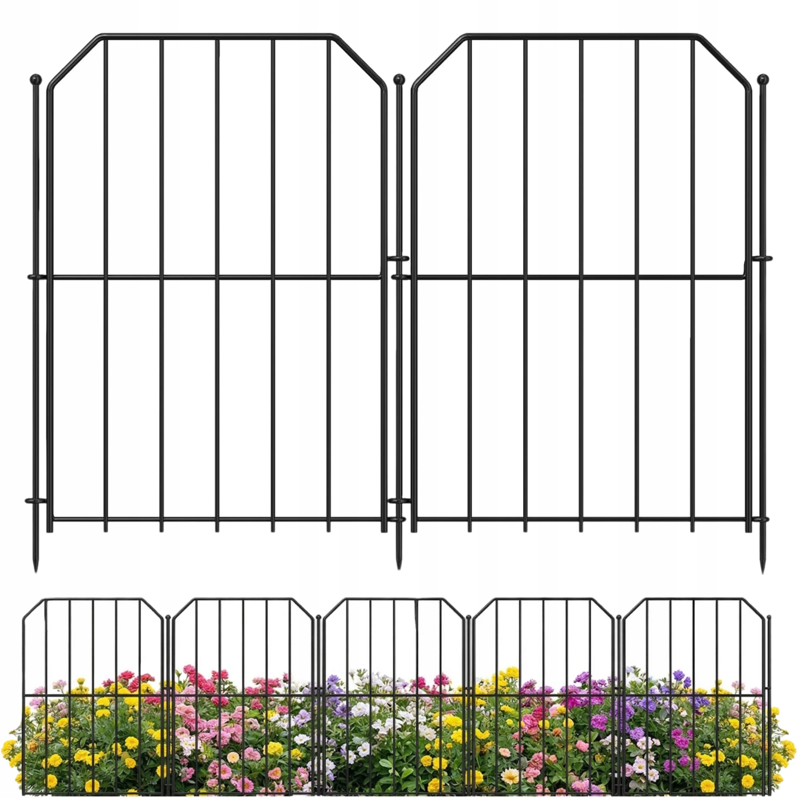 10 x Płotek Ogrodowy Metalowy Dekoracyjny Płotki Ogrodzenie Czarny Niski