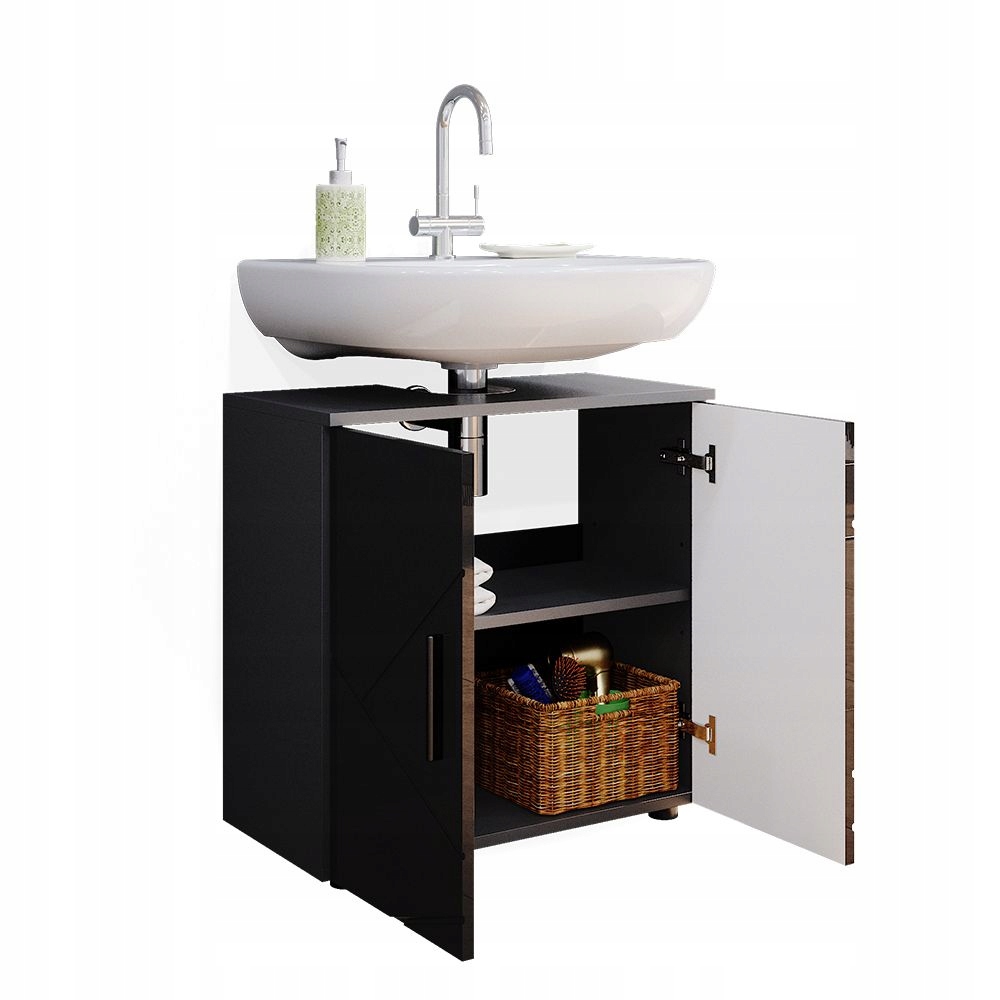 Szafka pod umywalkę 60cm do łazienki Połysk Komoda Słupek Antracyt Typ stojące