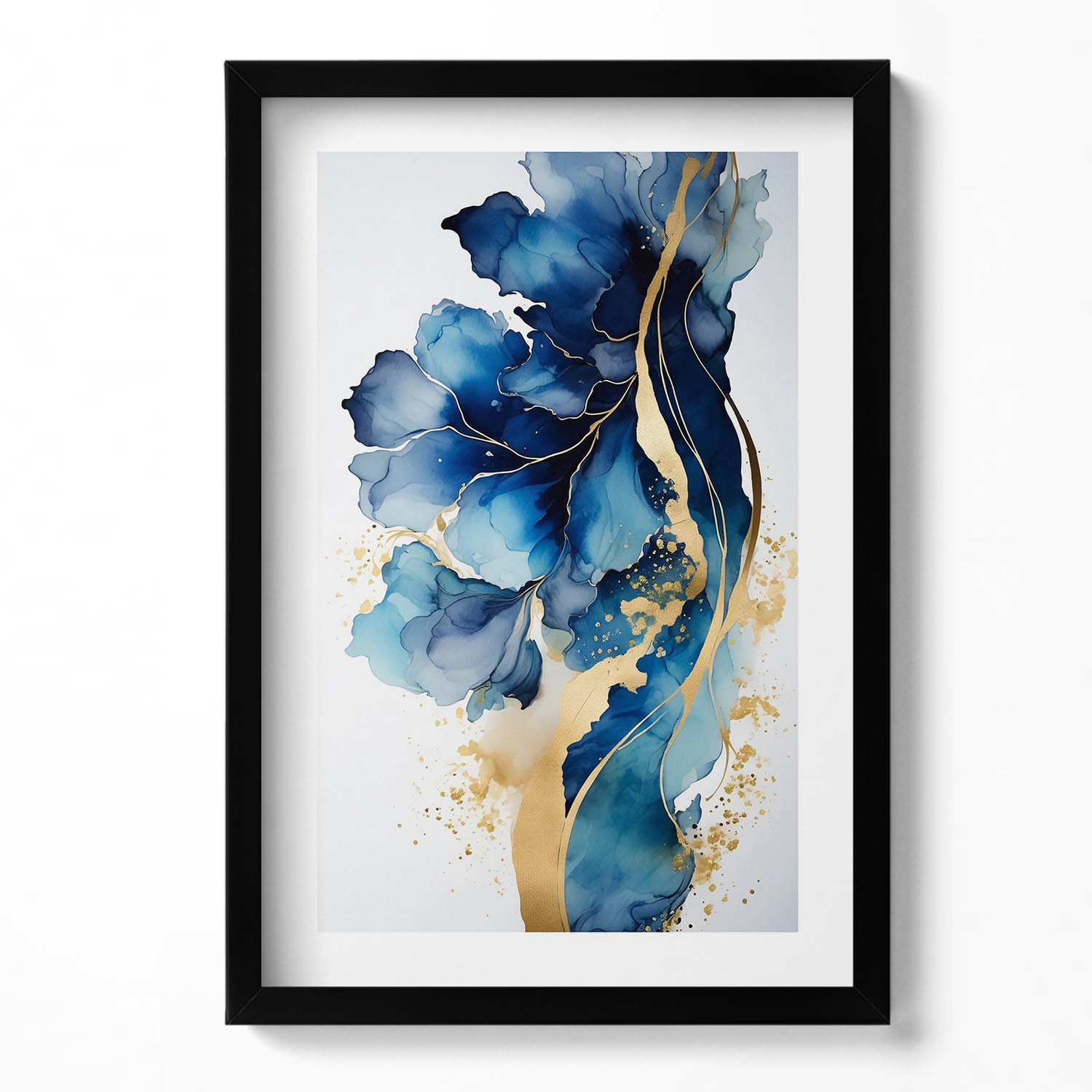 Dekorativní nástěnný obraz v černém rámu Abstraktní malba rostlin 40x60 cm