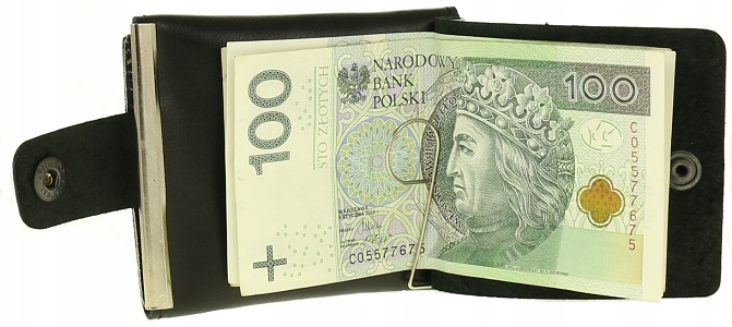 

Skórzany portfel męski cienki banknotówka bilon Pl