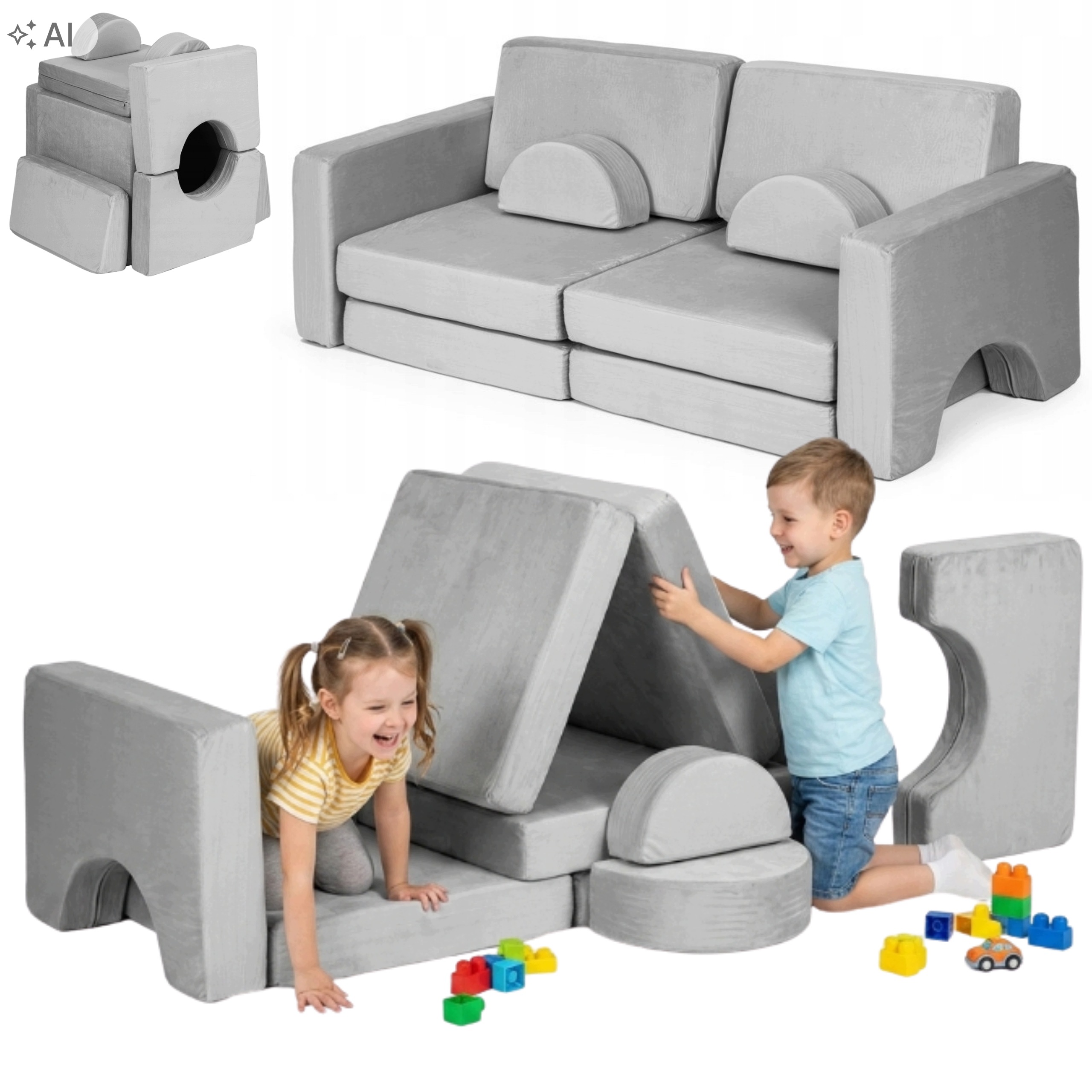 Sofa Modułowa Dla Dzieci Składana Montessori Diy 10 Miękkich Poduch Klocki