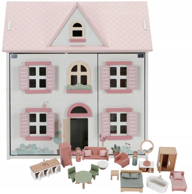 LITTLE DUTCH DOMEK DLA LALEK DREWNIANY + AKCESORIA 26 EL.