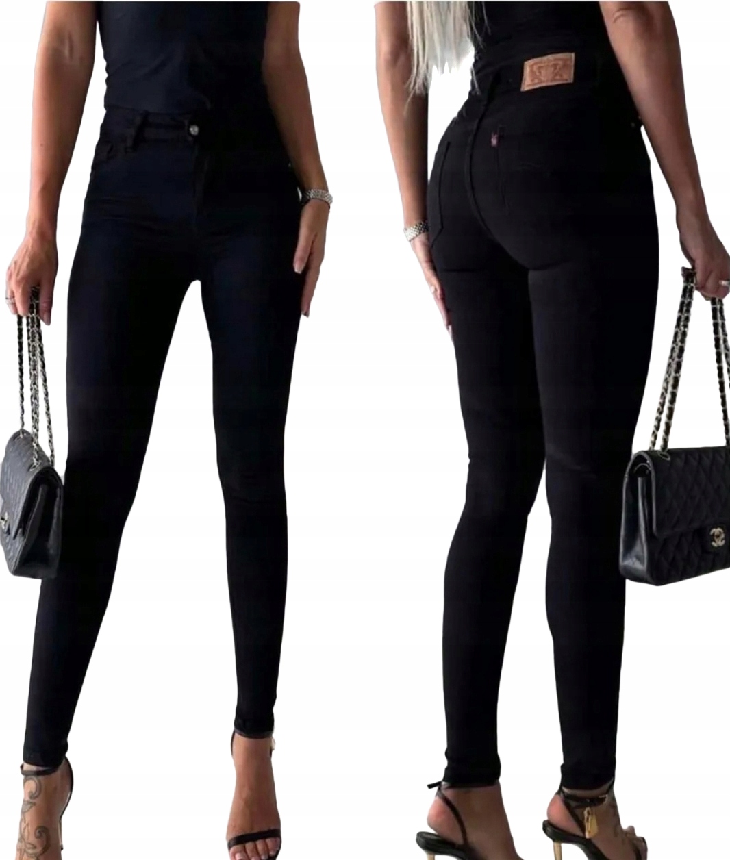 M.sara Damskie Wyszczuplające Spodnie Jeansy Rurki Premium Black