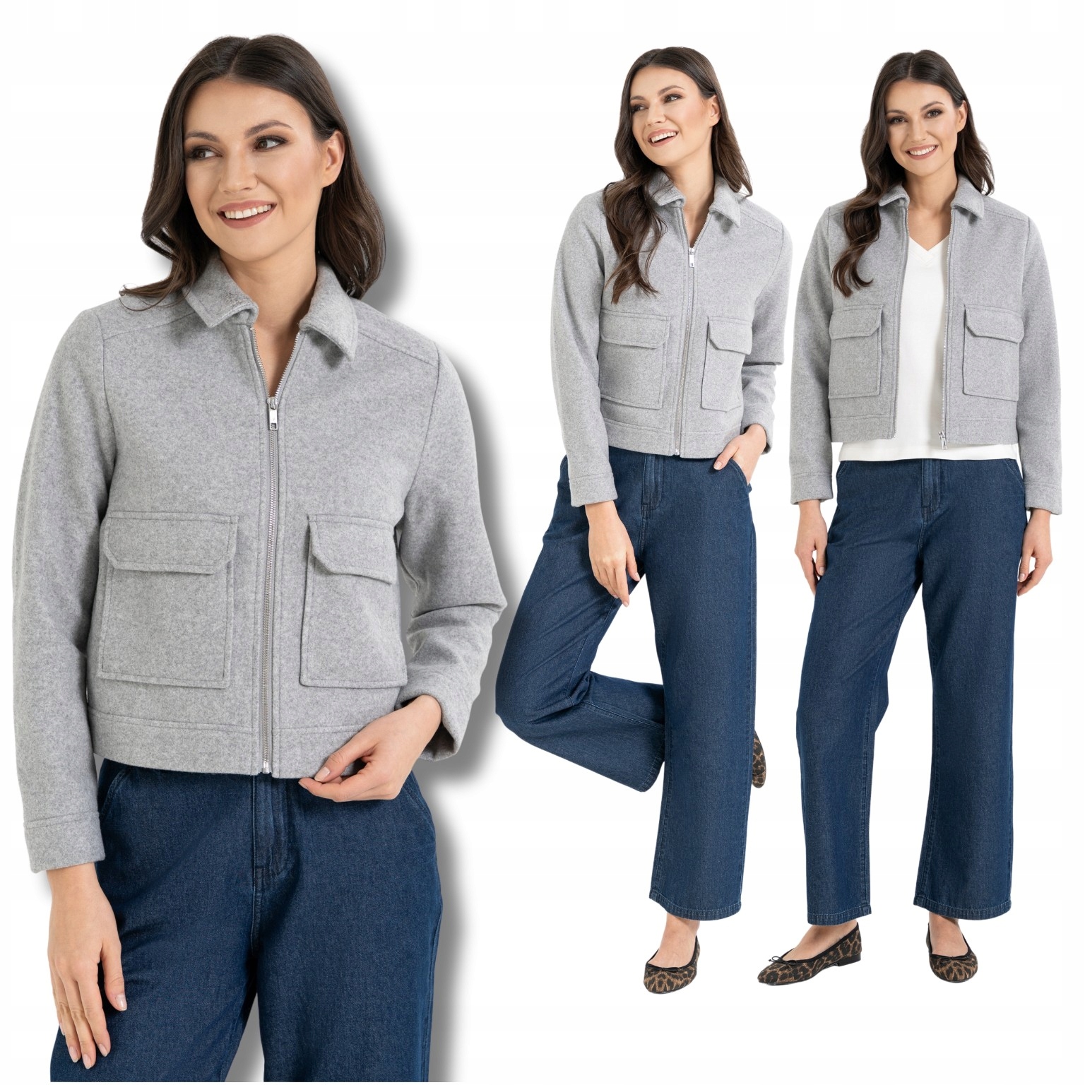 Dámská Elegantní Bomber S Límcem A Módními Kapsami Moraj M