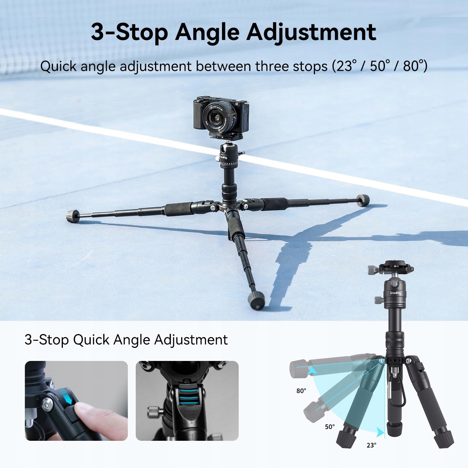SMALLRIG 52cm Mini Tripod with 360° Head for Canon Sony Nikon Cameras — miniatura 7