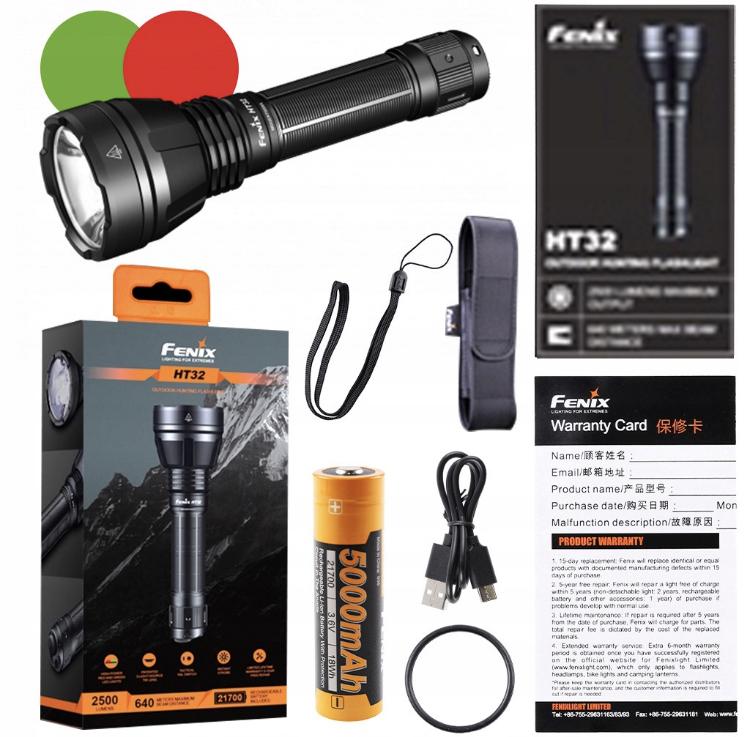 Lovecká svítilna Fenix HT32 2500Lum s velkým dosahem ve třech barvách Set