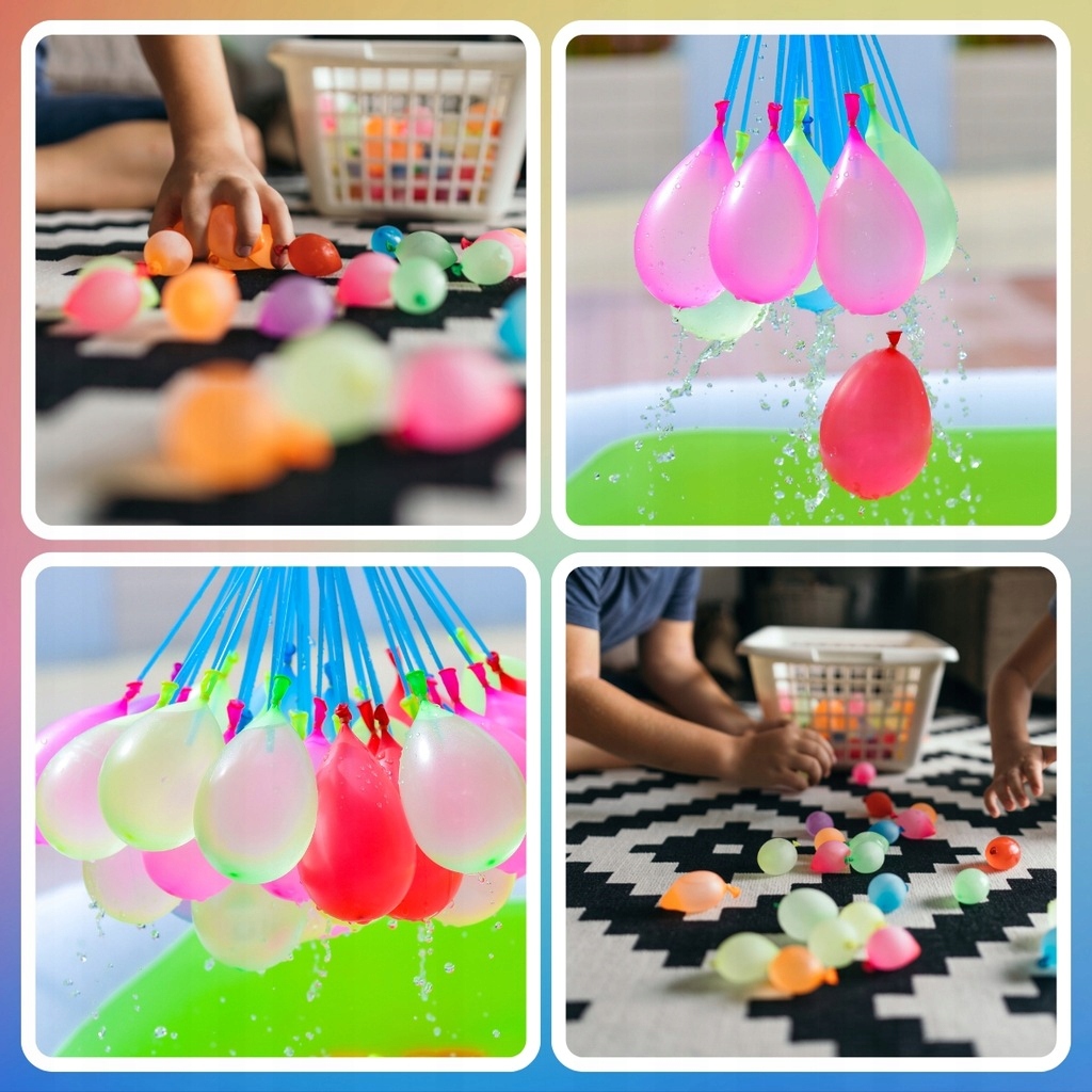 BOMBY WODNE BALONY BALONIKI NA WODĘ AUTOMATYCZNE ZESTAW 111szt Długość 24 cm