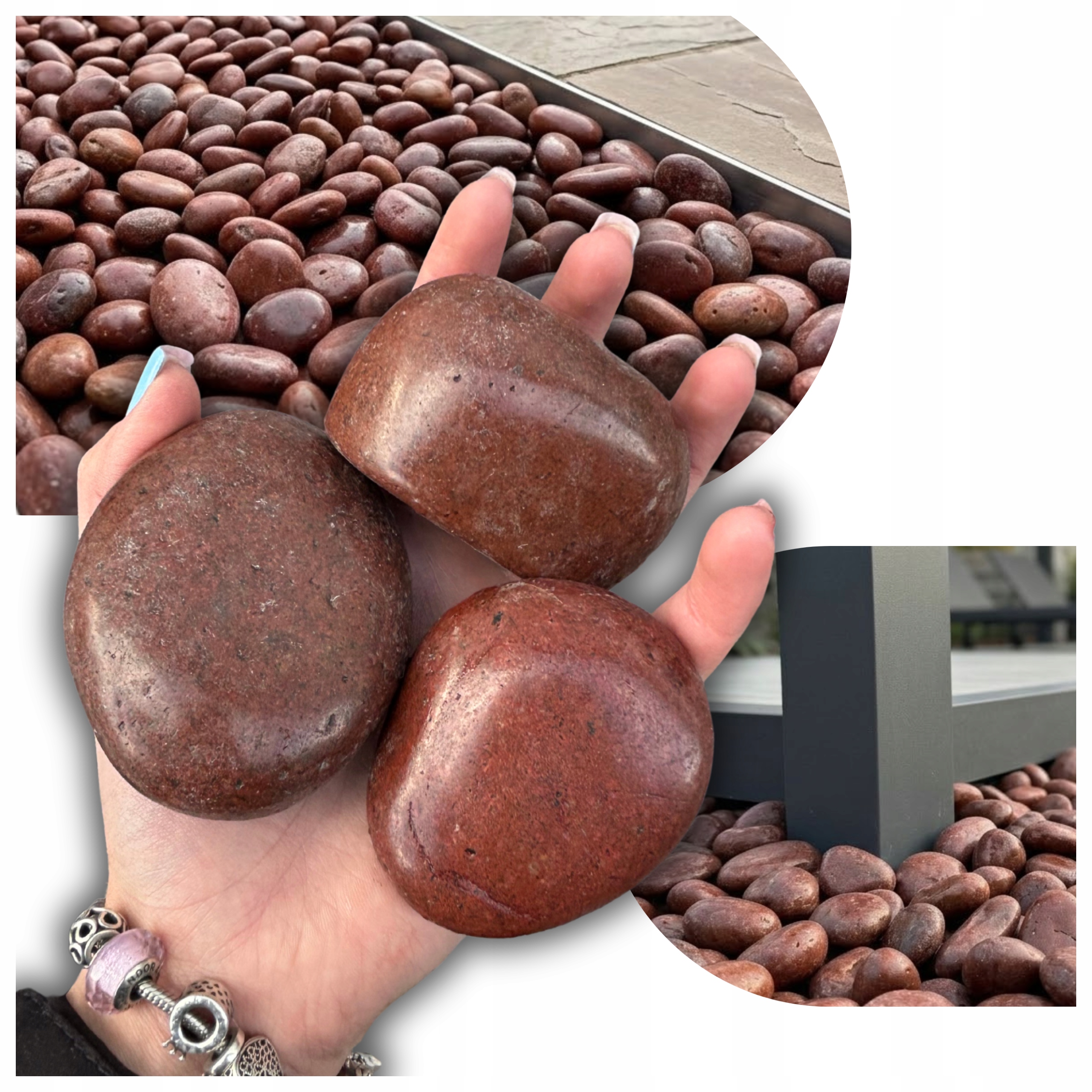 Dekorativní Zahradní Kámen Červený Leštěný, Červený Sheen, 5-8 CM, 20 Kg