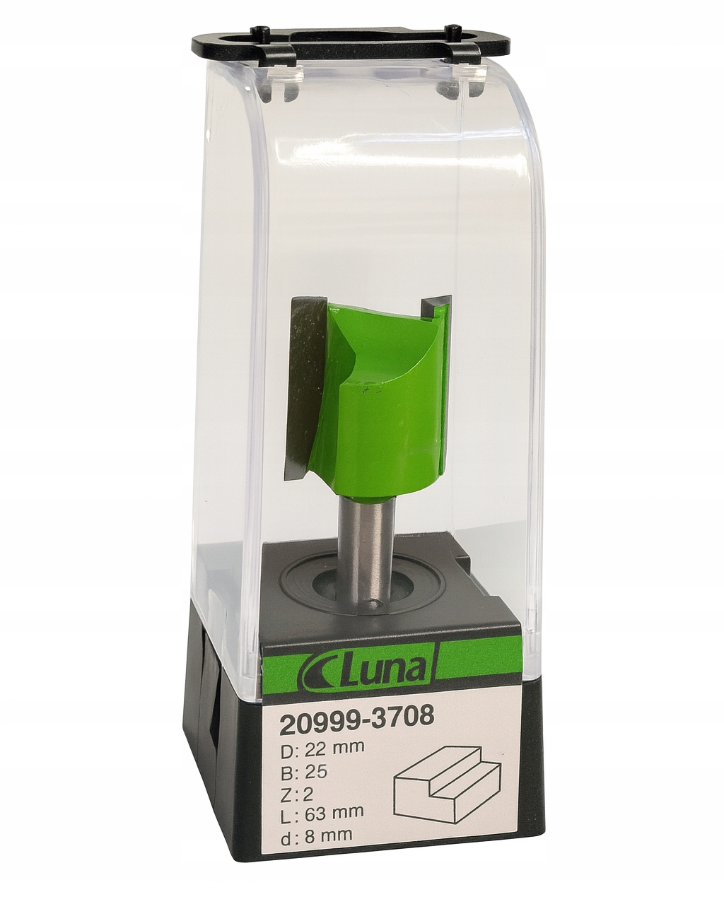 Fréza na drážky 22 mm H25 mm, délka 63 mm, stopka 8 mm Luna