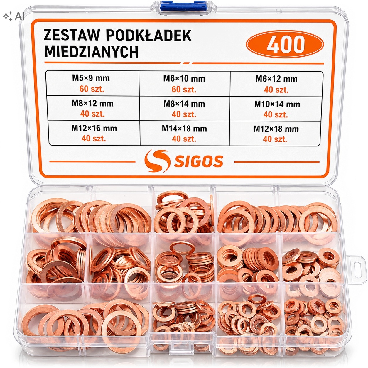 Miedziane Podkładki Uszczelki 400 Szt Zestaw Do Rur Śrub I Zaworów