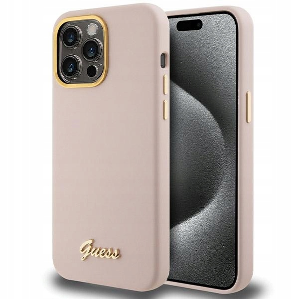 Guess GUHCP15LSMBSLP iPhone 15 Pro 6.1" růžový/pink hardcase Silicone Scrip