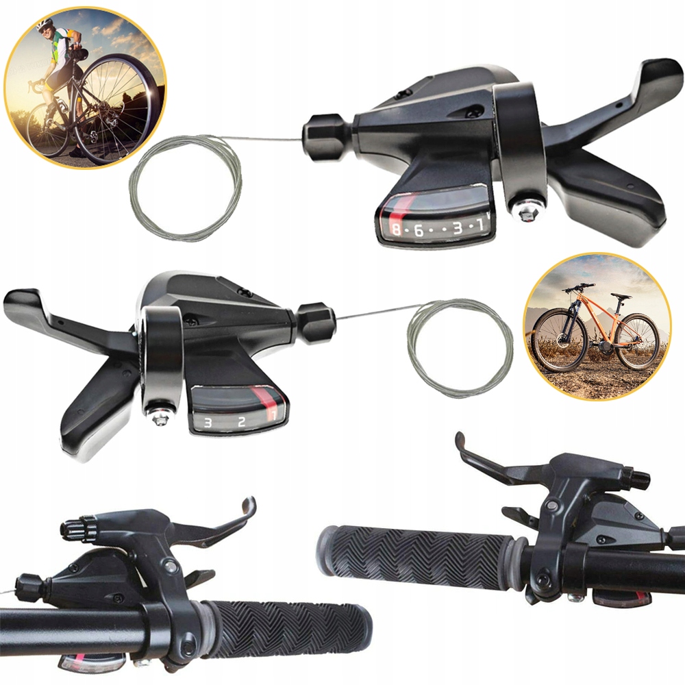 3 X 8 PRZERZUTKI ROWEROWE ZESTAW, LEWA PRAWA PRZERZUTKA Z KABLAMI, DO MTB