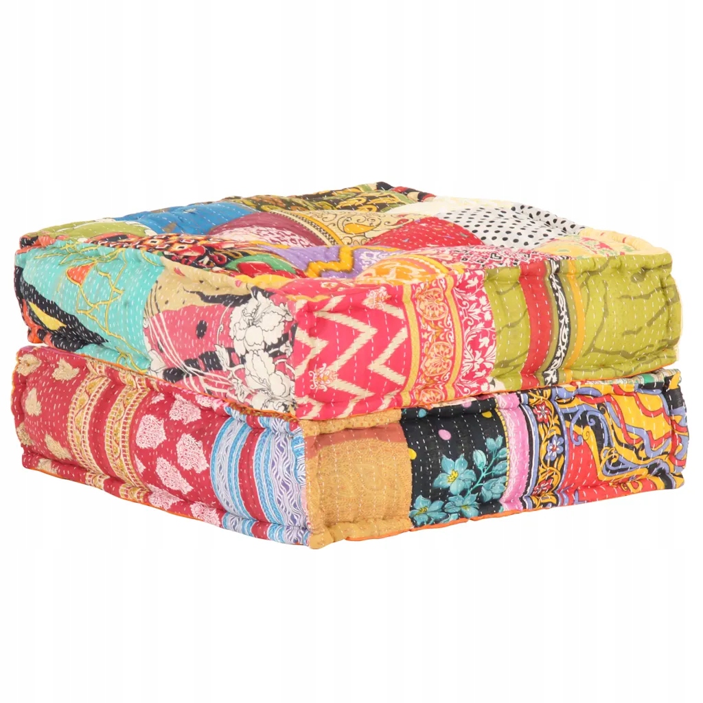Pouf 60 x 70 x 36 cm patchwork textil Vícebarevný 287707