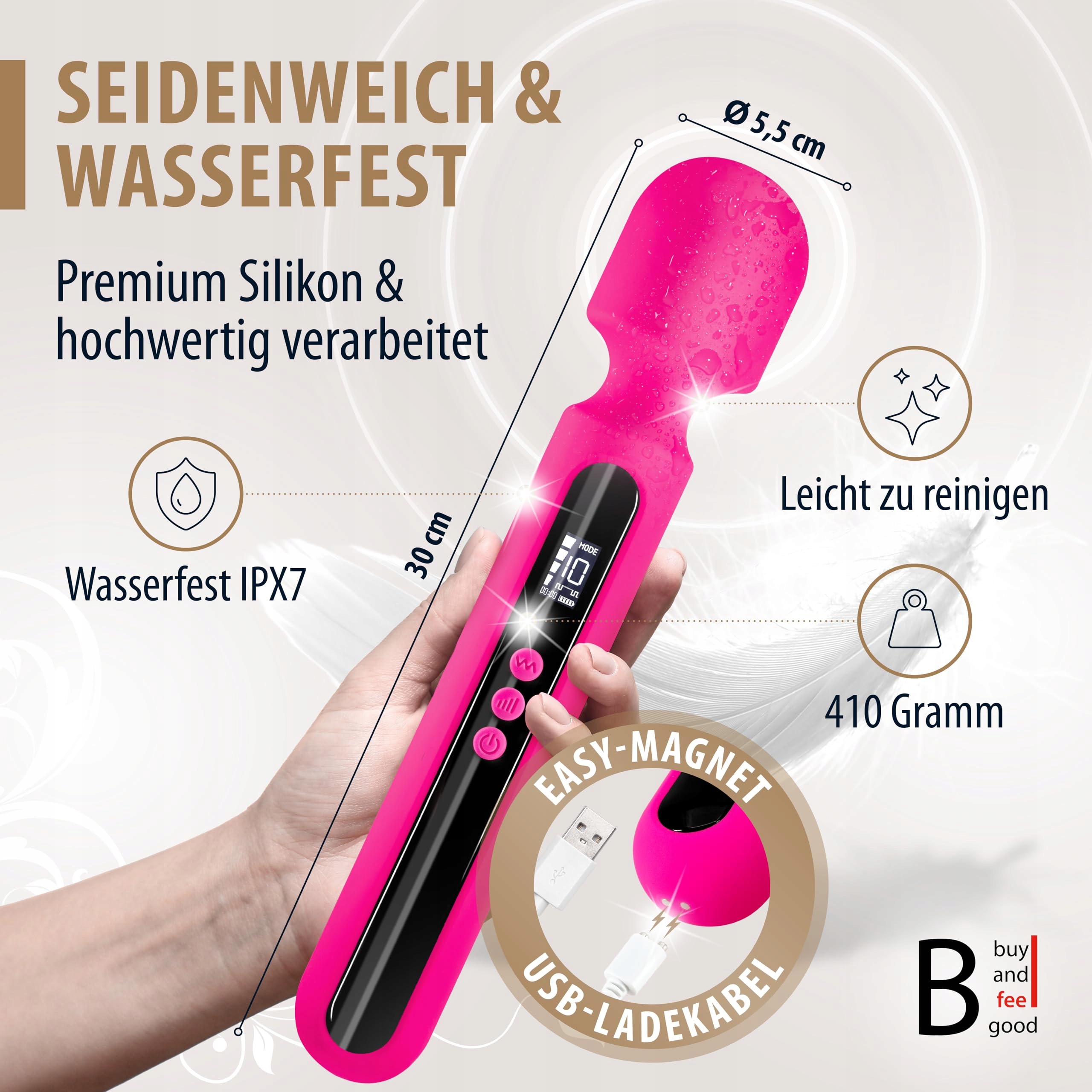 NEU The Rock XXL Wibrator Dla Kobiet Z Silikonu Premium Z 3 Końcówkami — miniatura 2