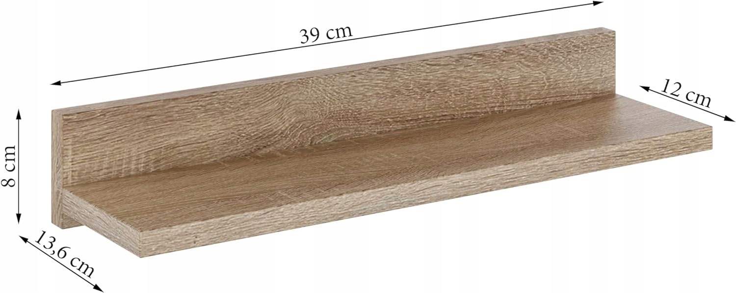 PÓŁKA WISZĄCA ZESTAW 3 SZTUK PÓŁKA ŚCIENNA ŁATWY MONTAŻ PRODUKT POLSKI 39cm Marka ComfortCove