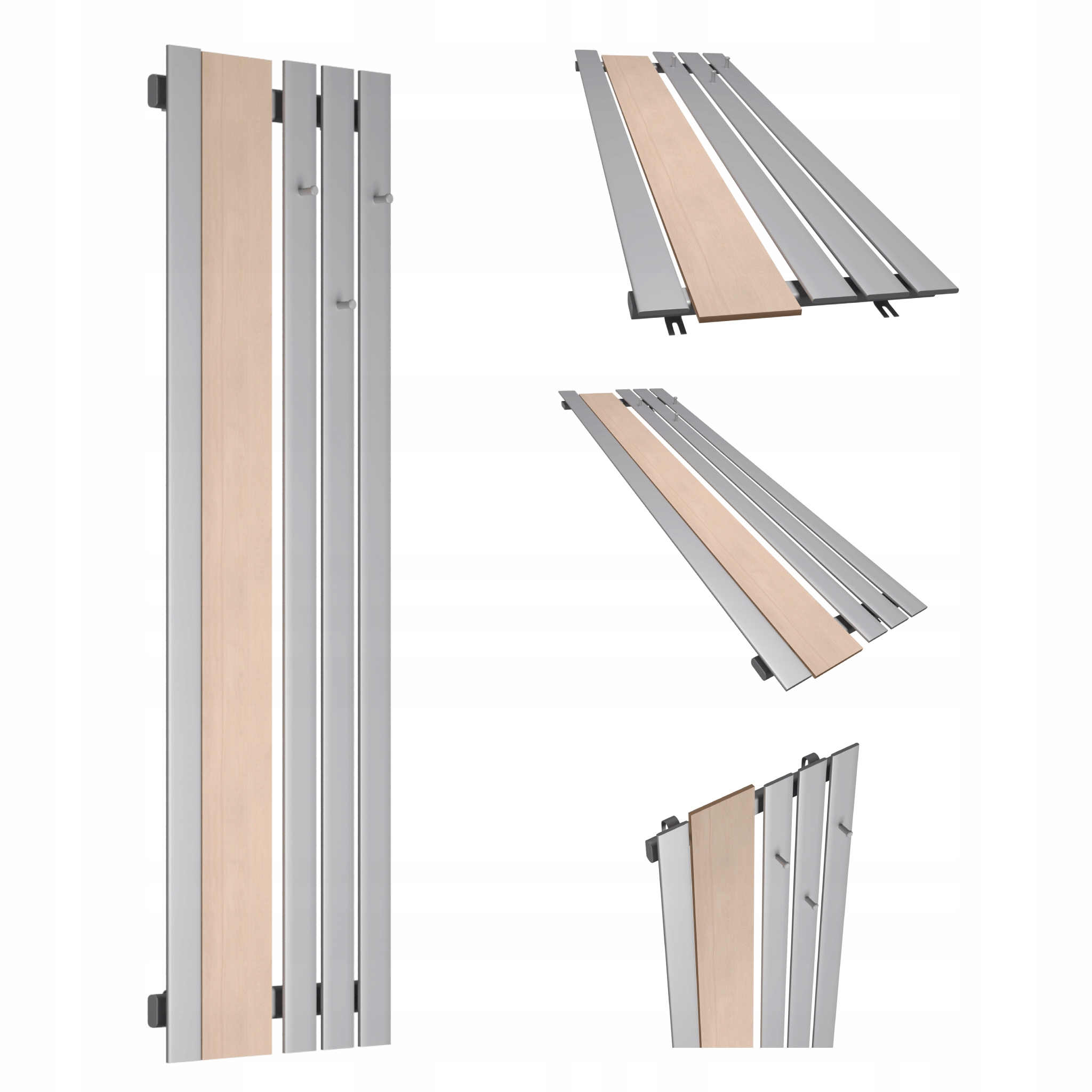 Dekorativní radiátor s věšáky Bello Hook Wood 140x52 4 Únor