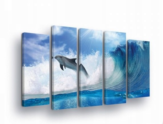 Obraz 150x100 Delfín vlna oceán more skok slnko príroda umenie