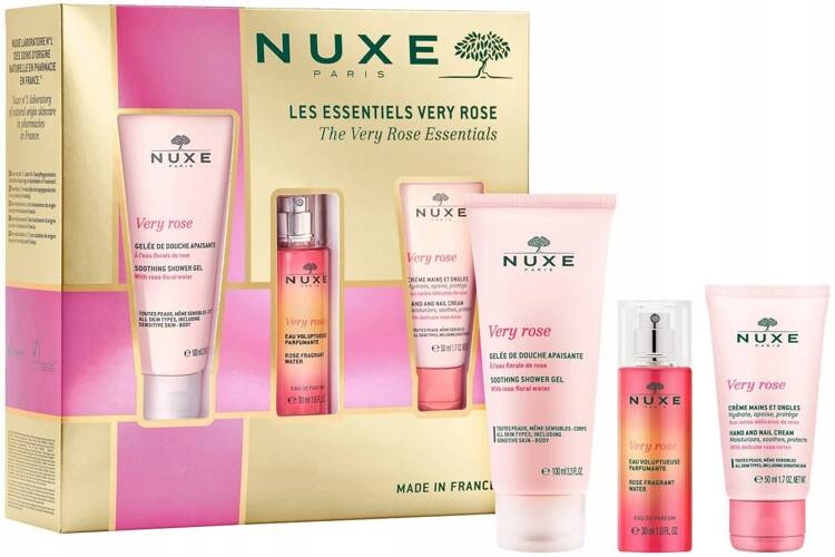 Nuxe Zestaw Very Rose Krem do rąk 50ml, żel 100ml, woda zapachowa 30ml