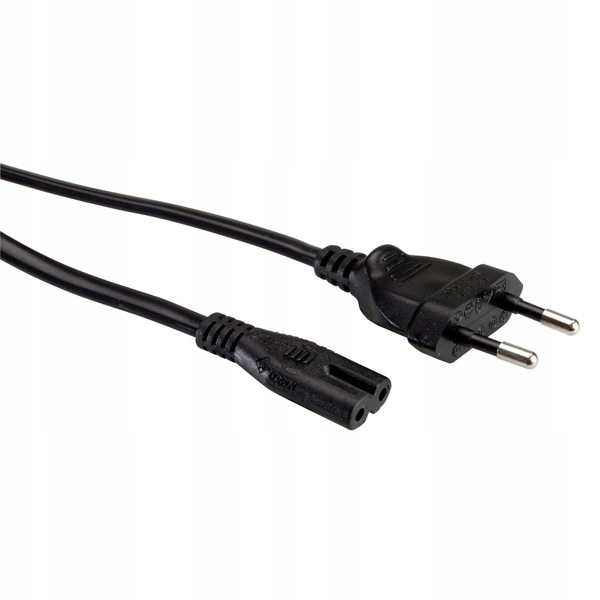 

Kabel zasilający Euro 2-piny czarny 1.8m