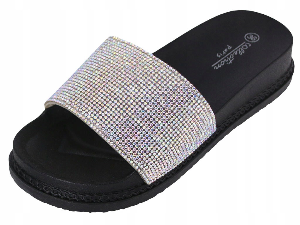 

Czarne Klapki Z Cyrkoniami Kapcie Buty E4D9004 40